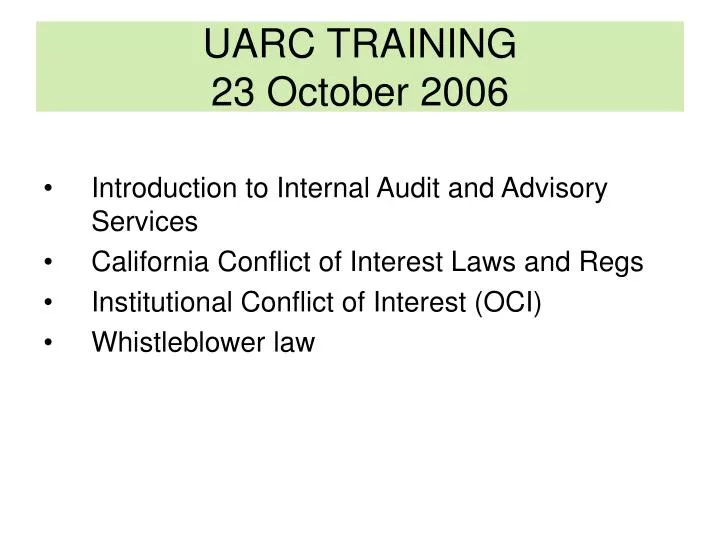 uarc training 23 october 2006