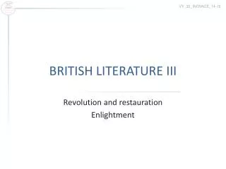BRITISH LITERATURE III