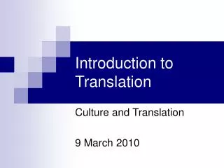 Introduction to Translation