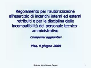 compensi aggiuntivi pisa 9 giugno 2009