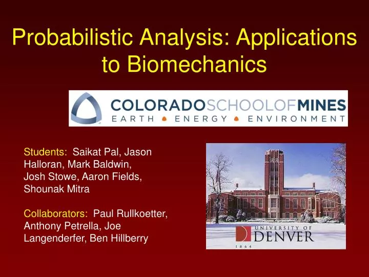 probabilistic analysis applications to biomechanics