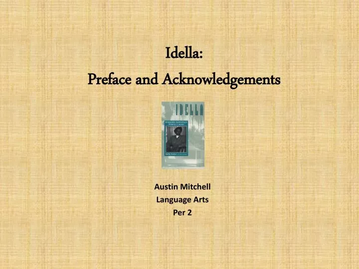 idella preface and acknowledgements