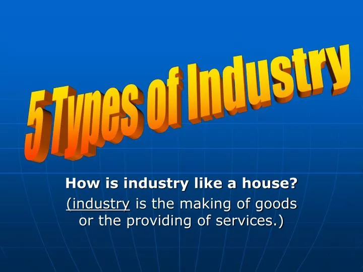 how is industry like a house industry is the making of goods or the providing of services