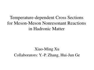 Temperature-dependent Cross Sections for Meson-Meson Nonresonant Reactions in Hadronic Matter