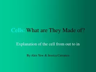 Cells: What are They Made of?