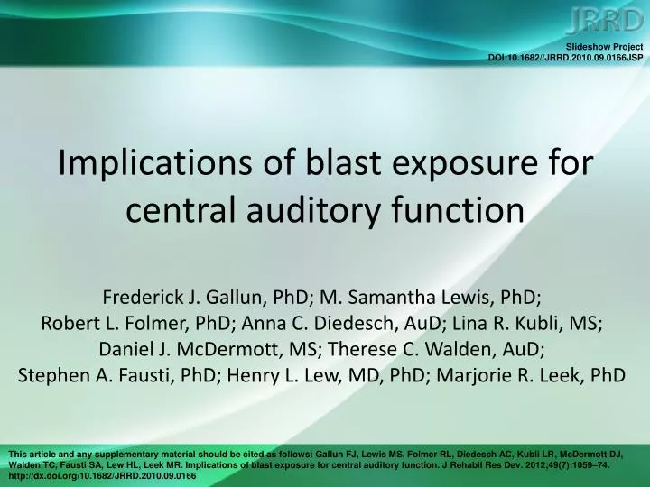 implications of blast exposure for central auditory function