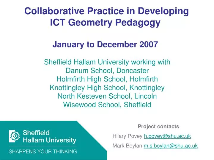 collaborative practice in developing ict geometry pedagogy january to december 2007