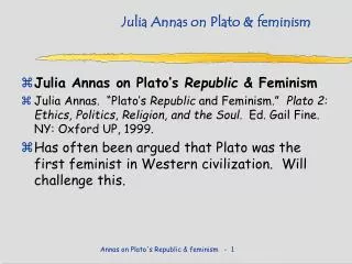 Julia Annas on Plato &amp; feminism