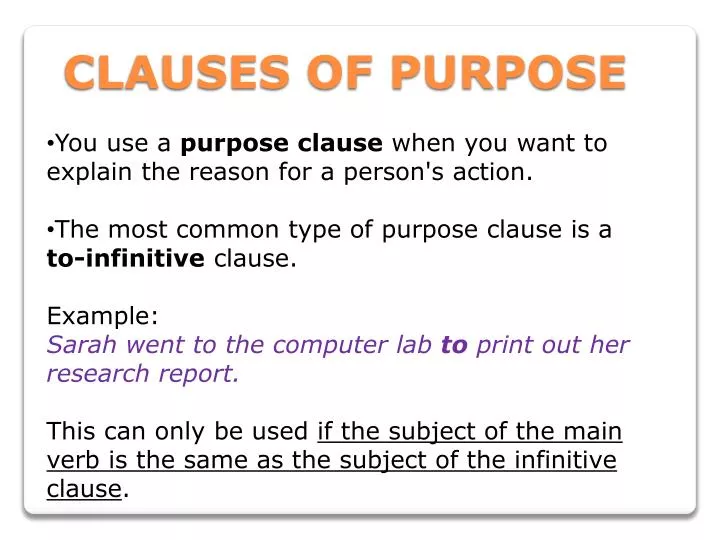 clauses of purpose