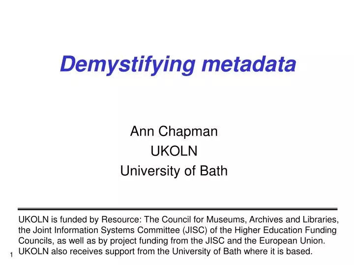 demystifying metadata