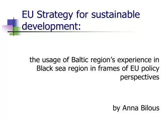 EU Strategy for sustainable development: