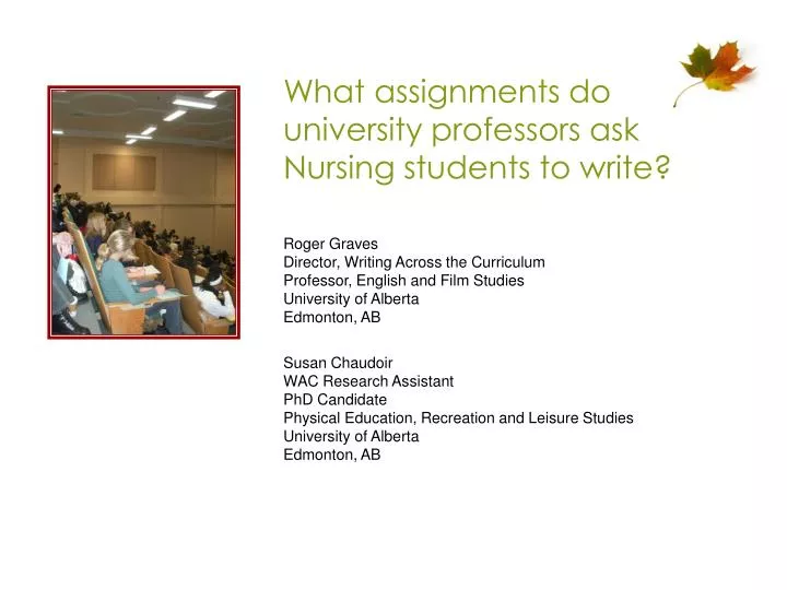 what assignments do university professors ask nursing students to write