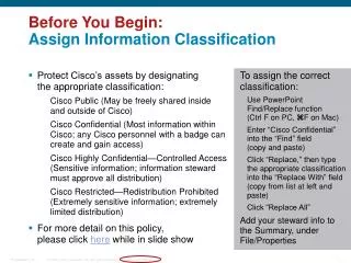 Before You Begin: Assign Information Classification