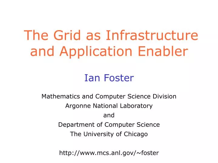 the grid as infrastructure and application enabler