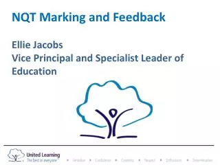 NQT Marking and Feedback Ellie Jacobs Vice Principal and Specialist Leader of Education