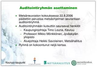 auditointiryhm n asettaminen