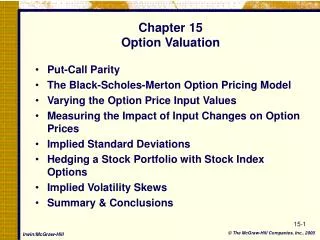 Chapter 15 Option Valuation