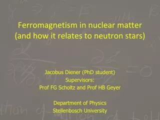 Ferromagnetism in nuclear matter (and how it relates to neutron stars)
