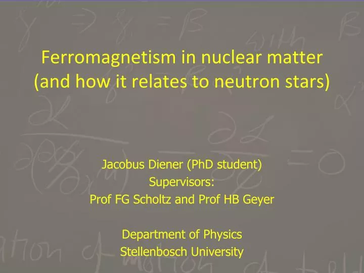 ferromagnetism in nuclear matter and how it relates to neutron stars