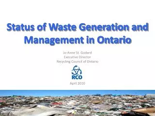 Status of Waste Generation and Management in Ontario