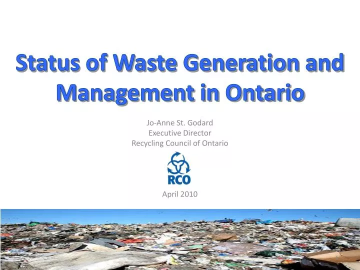 status of waste generation and management in ontario