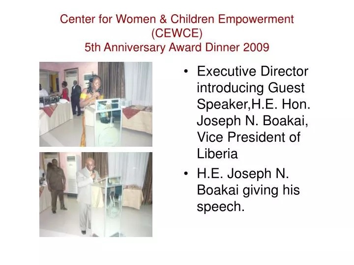 center for women children empowerment cewce 5th anniversary award dinner 2009