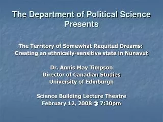 The Department of Political Science Presents