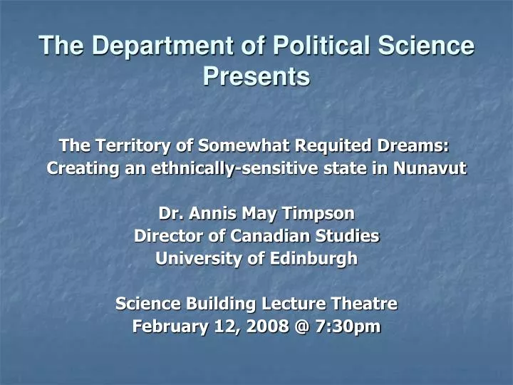 the department of political science presents