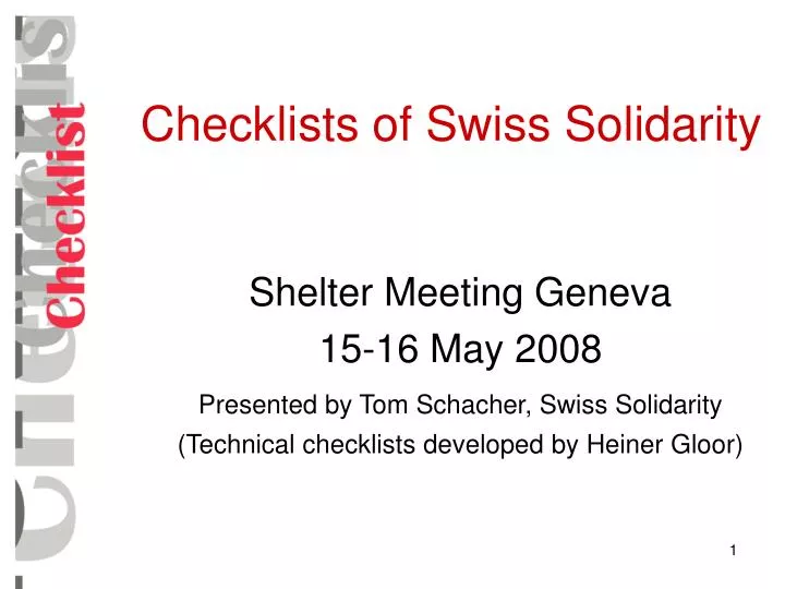 checklists of swiss solidarity