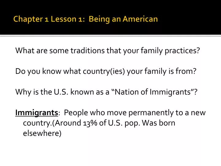 PPT - Chapter 1 Lesson 1: Being an American PowerPoint Presentation ...