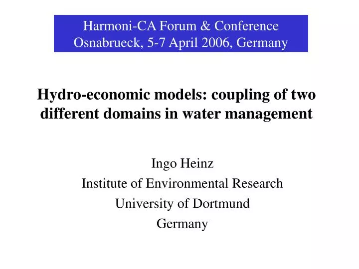 hydro economic models coupling of two different domains in water management