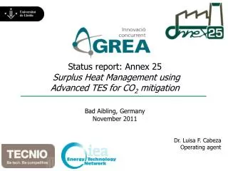 Status report: Annex 25 Surplus Heat Management using Advanced TES for CO 2 mitigation