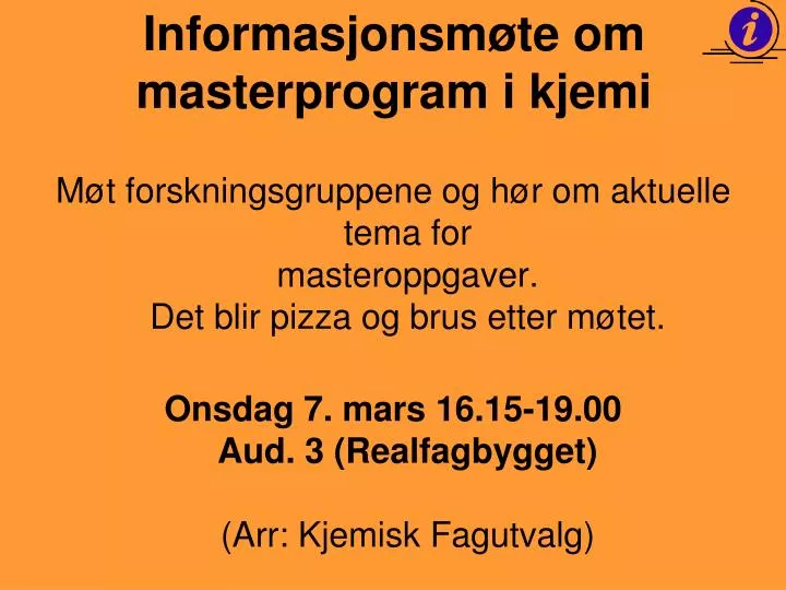 informasjonsm te om masterprogram i kjemi