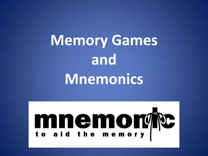 memory games and mnemonics