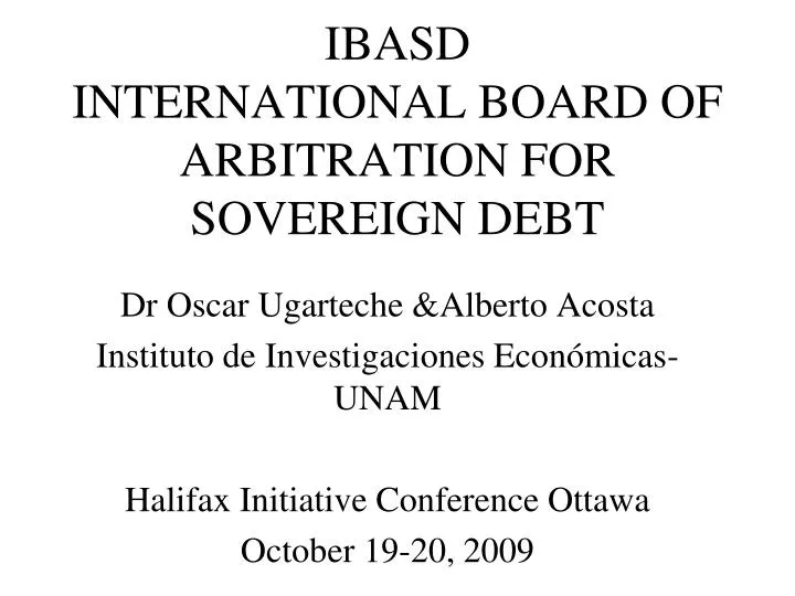 ibasd international board of arbitration for sovereign debt