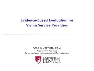 Evidence-Based Evaluation for Victim Service Providers