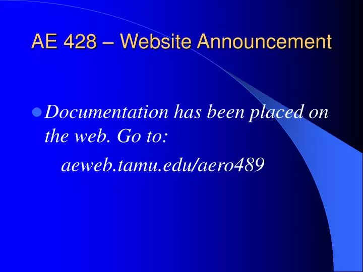 ae 428 website announcement