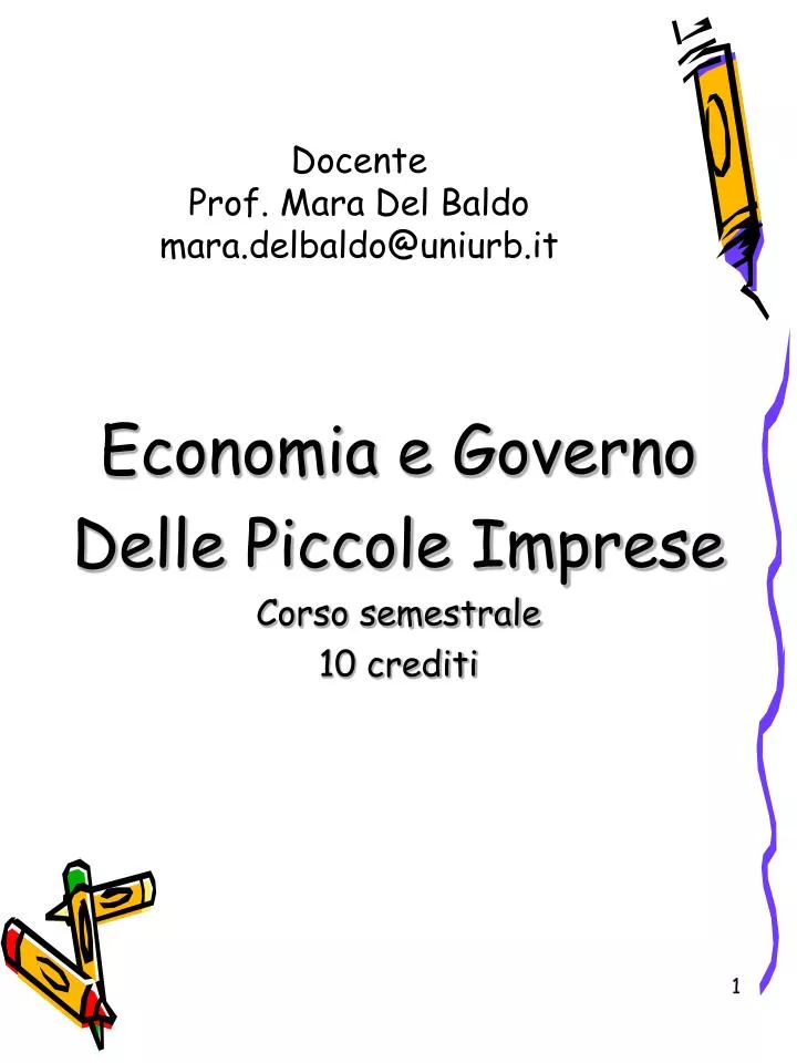 economia e governo delle piccole imprese corso semestrale 10 crediti