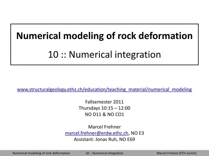 numerical modeling of rock deformation 10 numerical integration