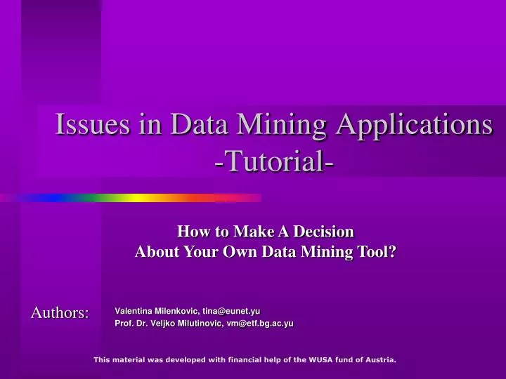 issues in data mining applications tutorial