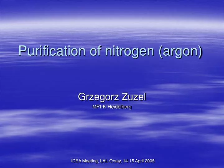 purification of nitrogen argon