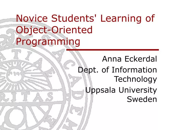 anna eckerdal dept of information technology uppsala university sweden