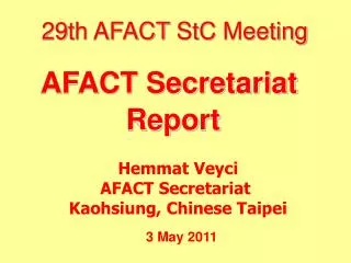 29th AFACT StC Meeting