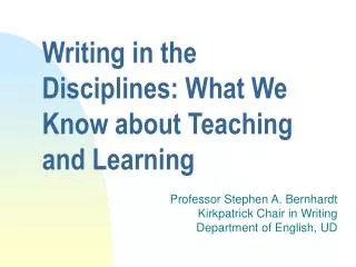Writing in the Disciplines: What We Know about Teaching and Learning