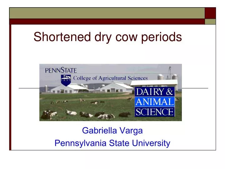 shortened dry cow periods