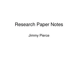 Research Paper Notes