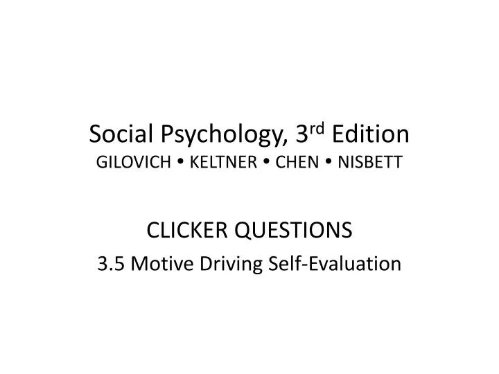 social psychology 3 rd edition gilovich keltner chen nisbett
