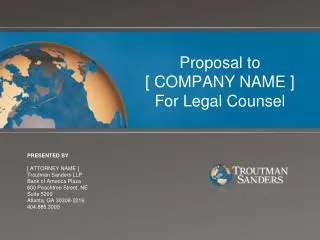 Proposal to [ COMPANY NAME ] For Legal Counsel