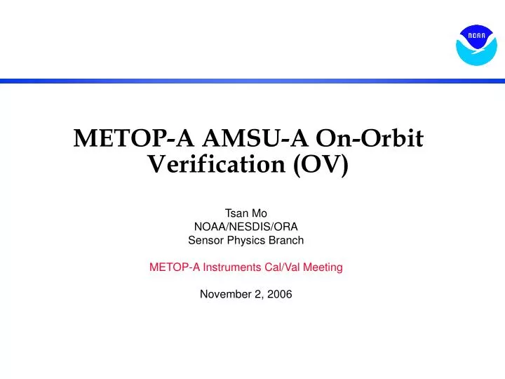 metop a amsu a on orbit verification ov