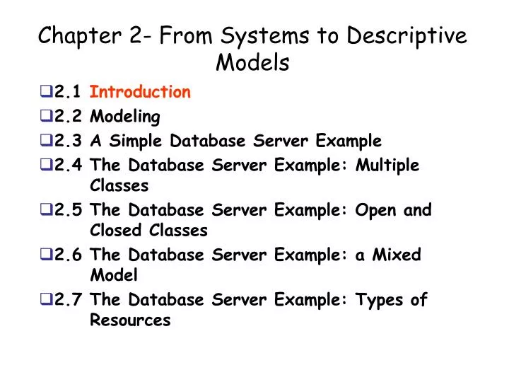 chapter 2 from systems to descriptive models